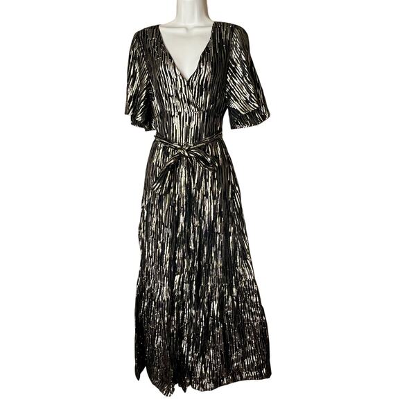 BA&SH Midi Metallic Nixon Gown 0 - Picture 1 of 7